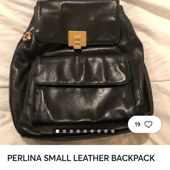 Vintage Leather Backpack | 90s Perlina Black Leather Black Backpack Purse - Picture 9 of 9